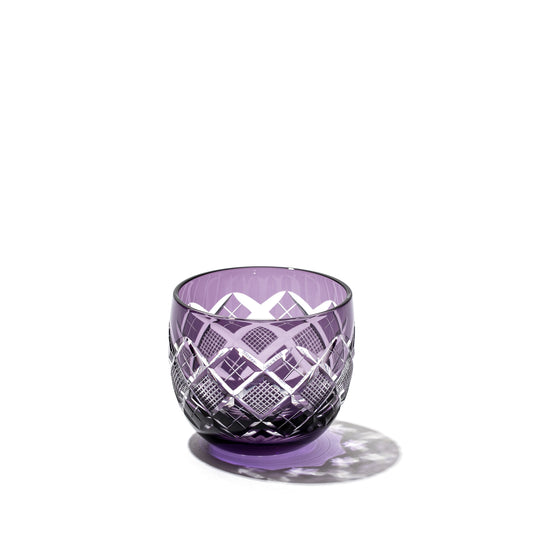 江戸切子 矢来魚子紋 ぐい呑 江戸紫