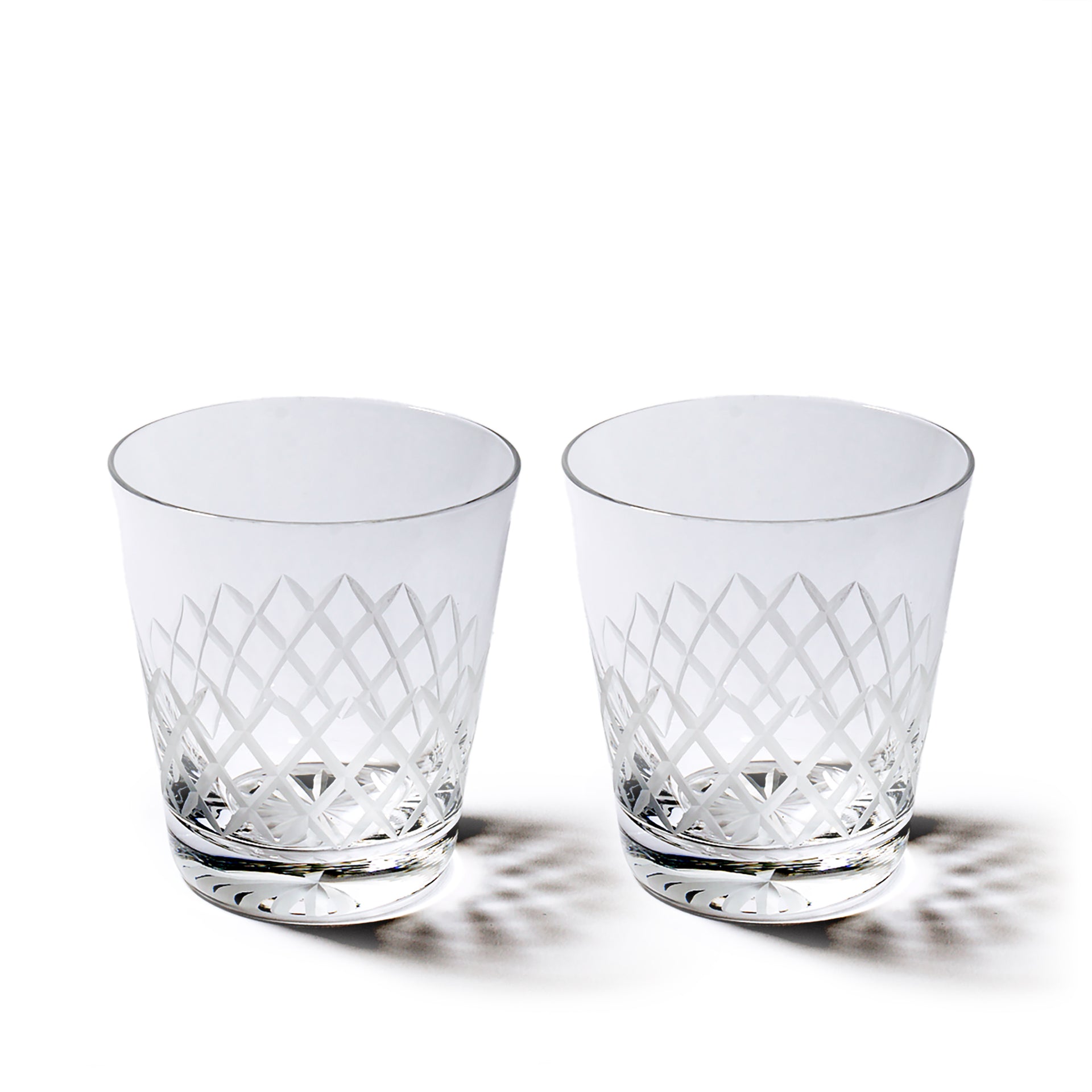 江戸切子　矢来紋　オールドグラスペア　透き【名入れ無料】