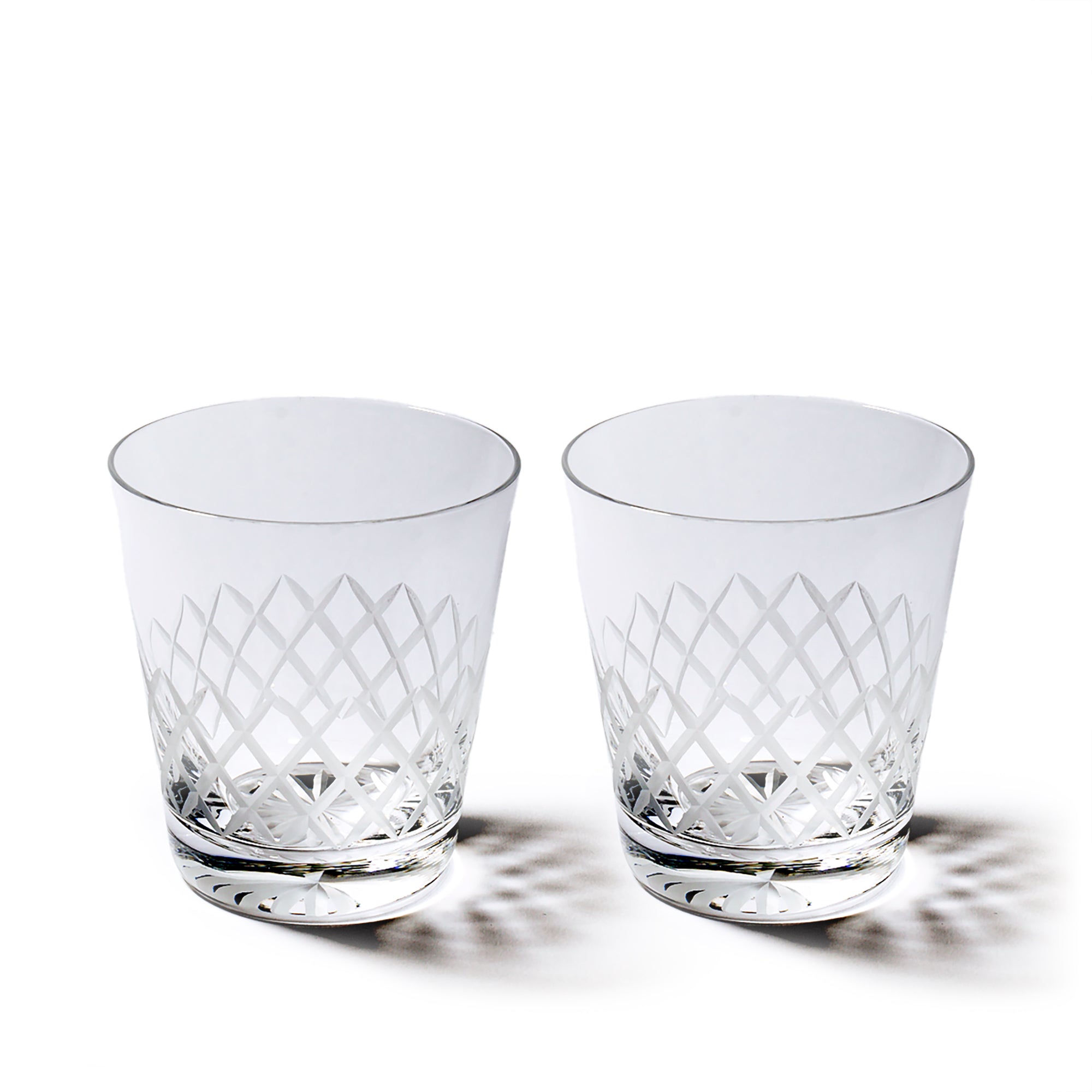 江戸切子　矢来紋　オールドグラスペア　透き【名入れ無料】