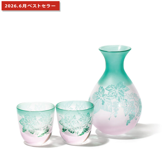 彫刻　夢柄子　ぶどう紋　酒器三点揃