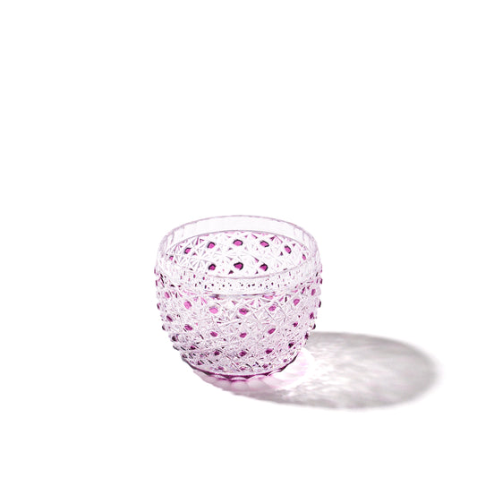 江戸切子　伝統工芸士 木村泰典 作　菊籠目紋　ぐい呑　紫