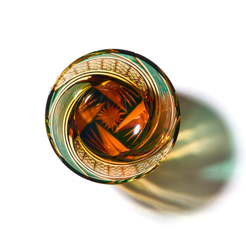 江戸切子 流星 オールドグラス 琥珀緑 ｜江戸切子グラスならTABLEAU