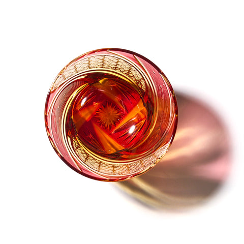 江戸切子 流星 オールドグラス 琥珀金赤 ｜江戸切子グラスならTABLEAU