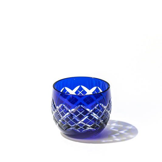 江戸切子　干支「午」　ぐい呑　ルリ