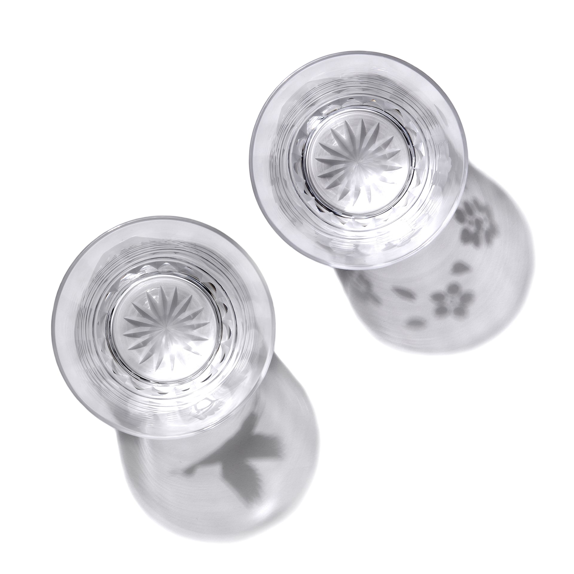 江戸切子　富士山に鶴・桜　オールドグラスペア　透き【名入れ無料】