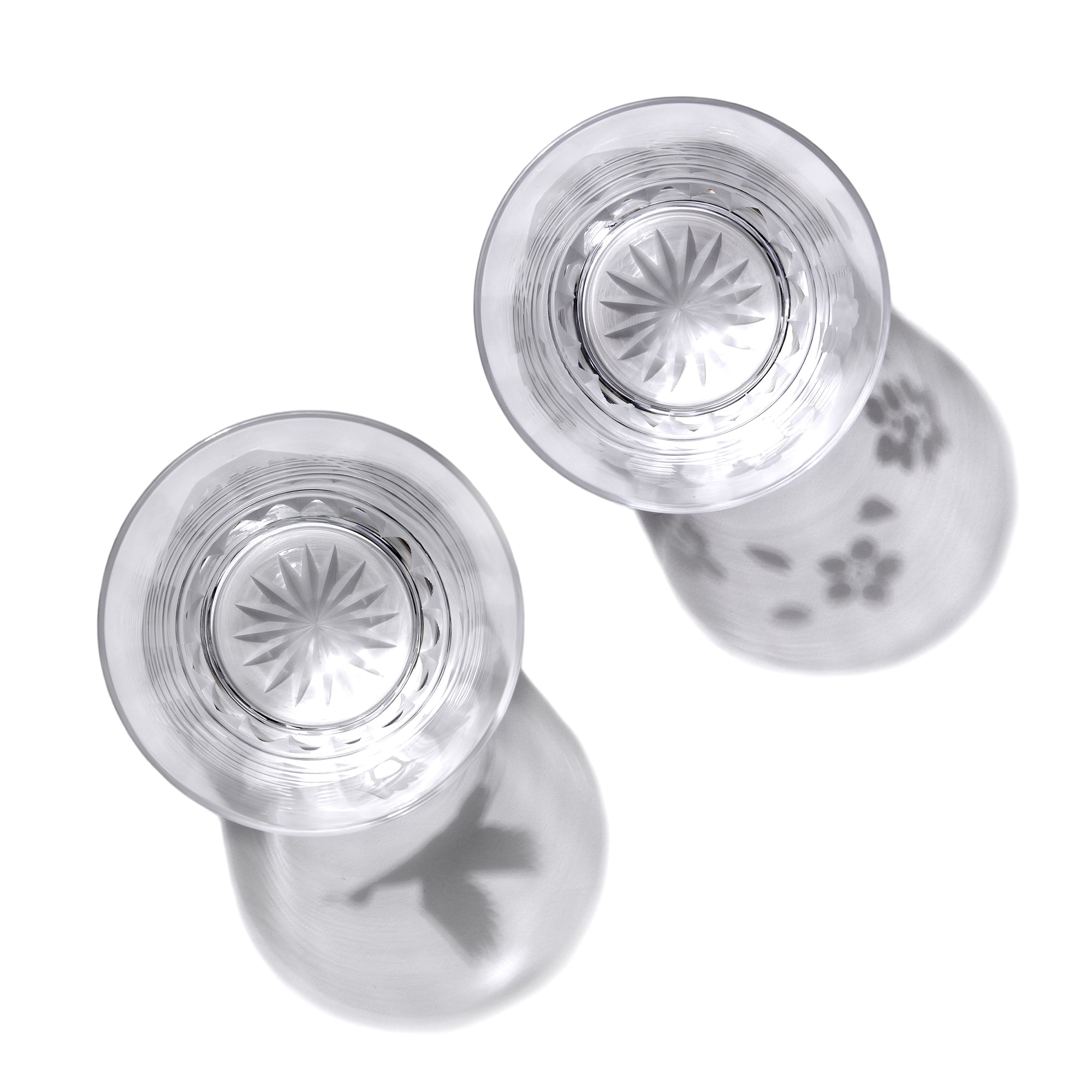 江戸切子　富士山に鶴・桜　オールドグラスペア　透き【名入れ無料】