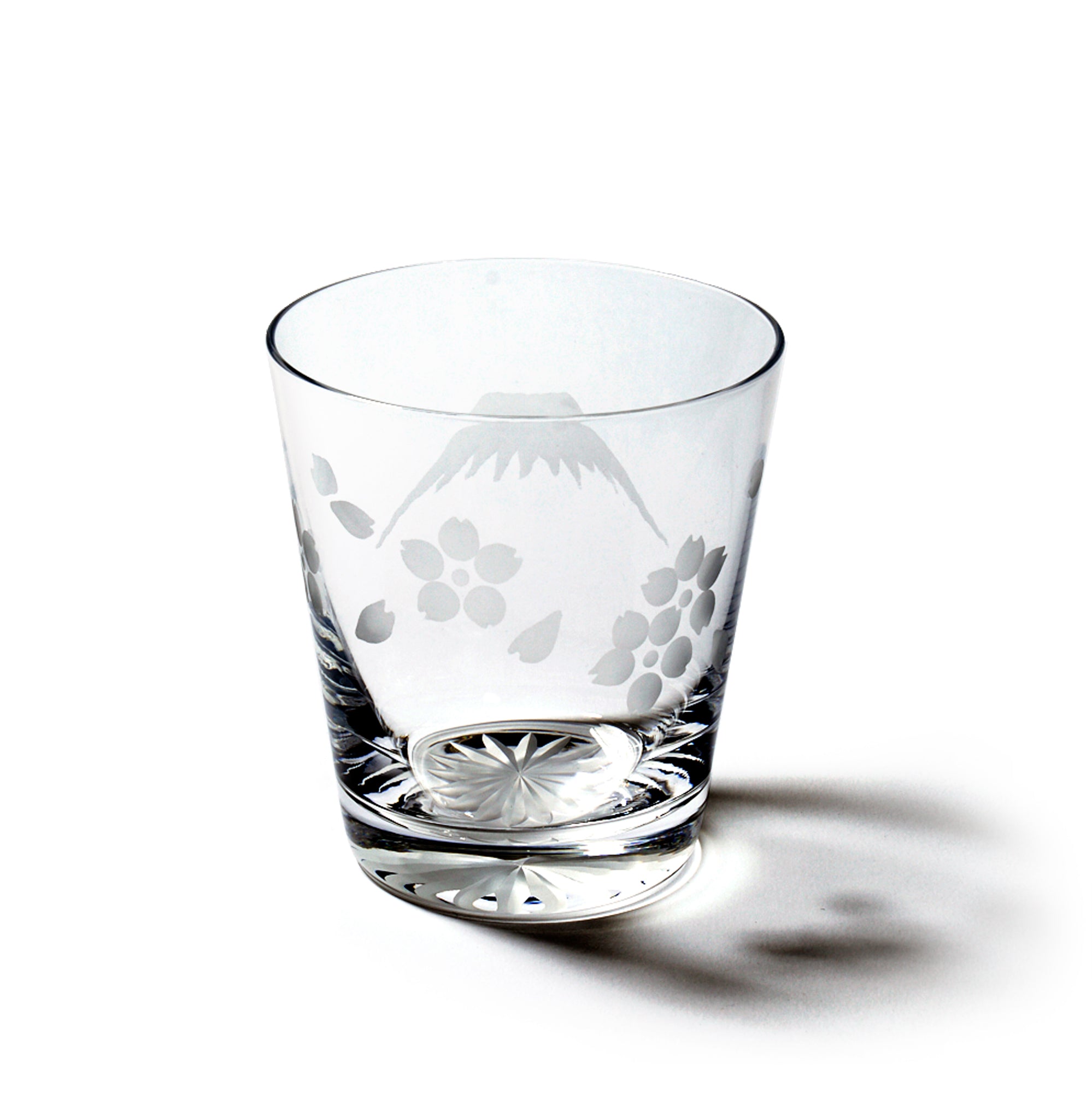 江戸切子　富士山に桜　オールドグラス　透き【名入れ無料】