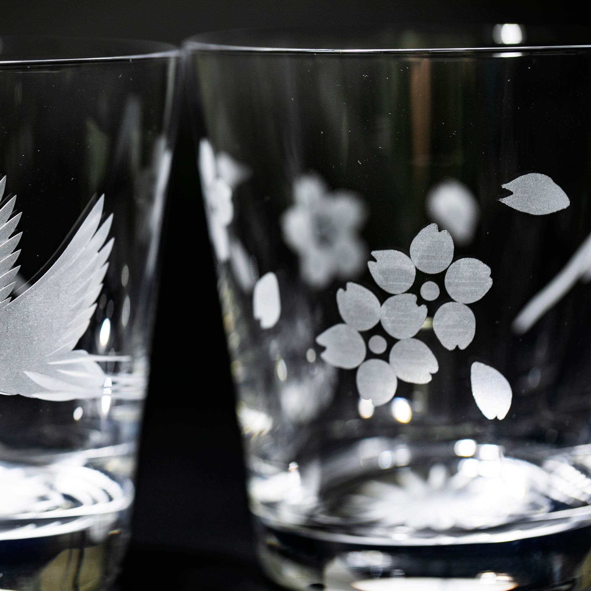 江戸切子　富士山に桜　オールドグラス　透き【名入れ無料】