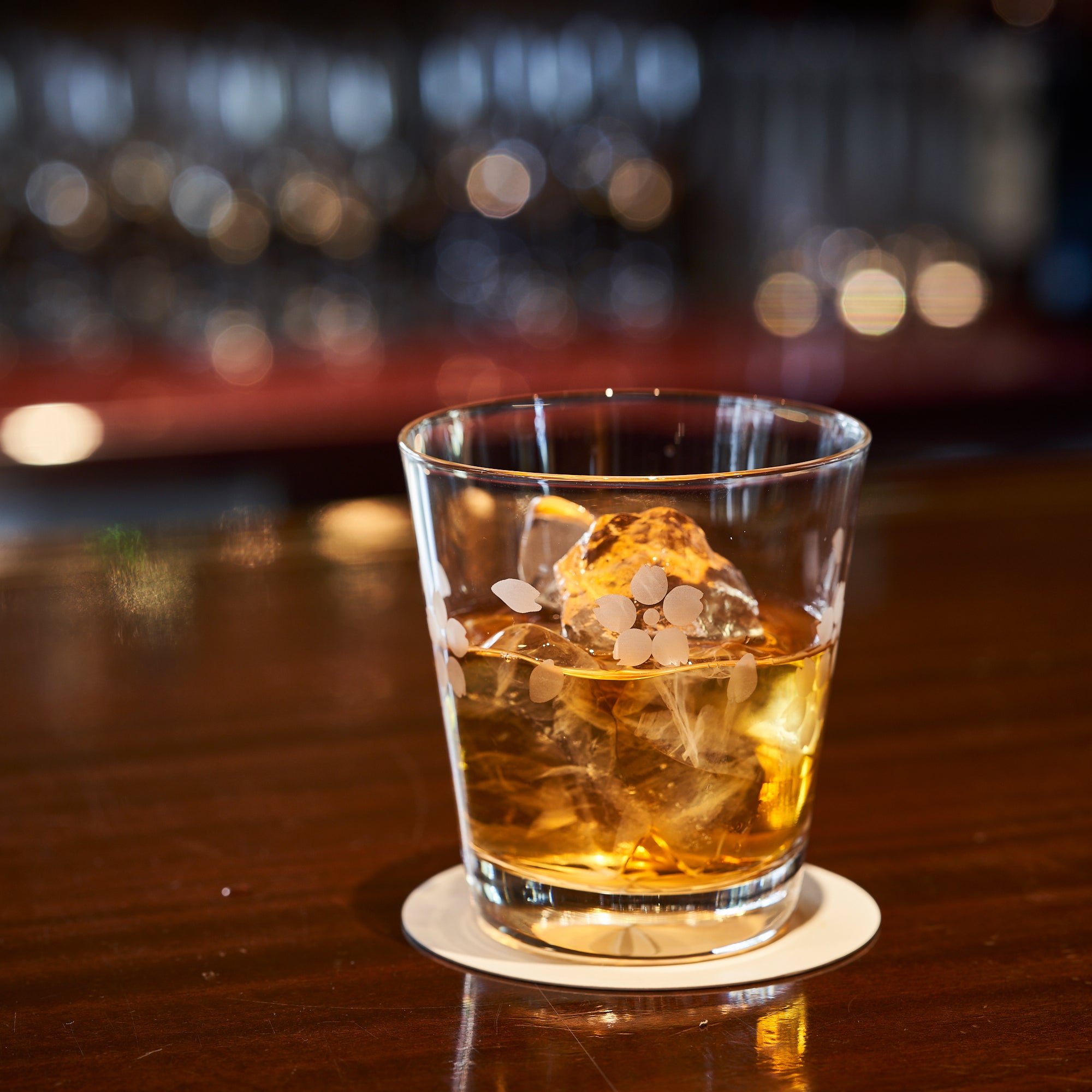 江戸切子　富士山に桜　オールドグラス　透き【名入れ無料】