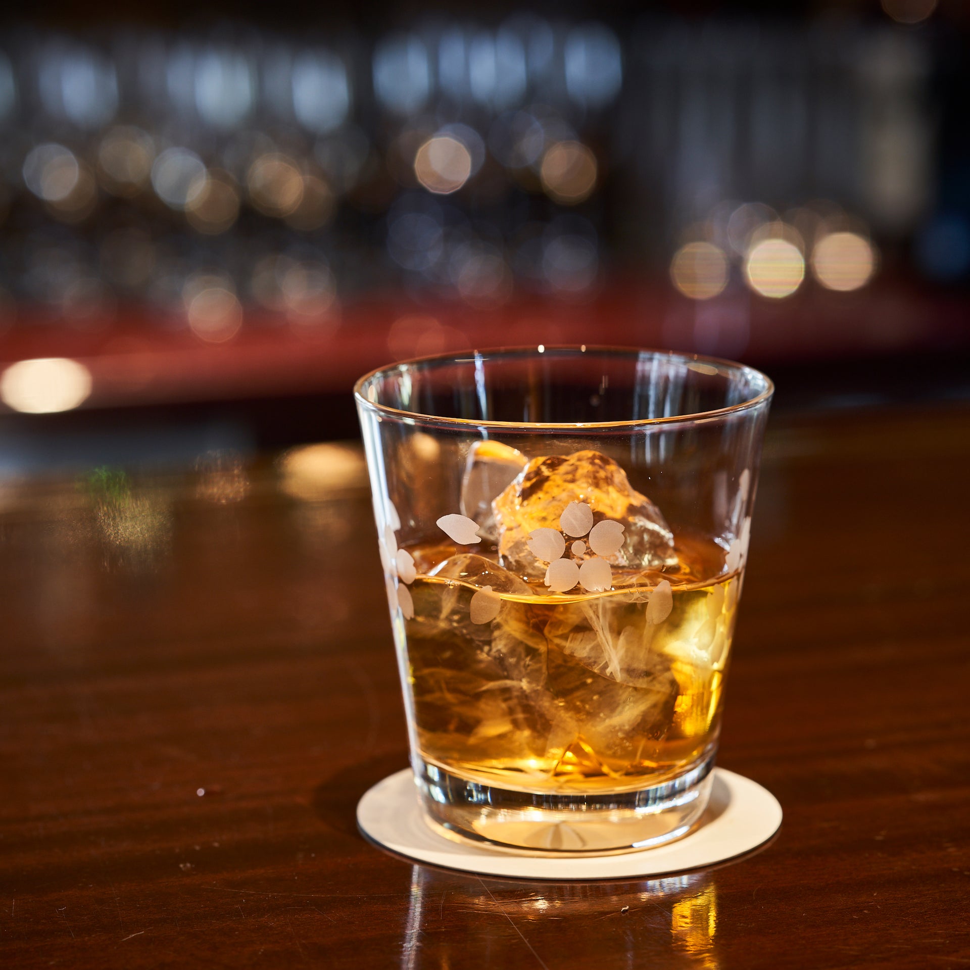 江戸切子　富士山に桜　オールドグラス　透き【名入れ無料】