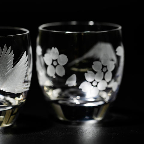 江戸切子 - 富士山に桜 冷酒グラス（透き） -【公式】太武朗工房