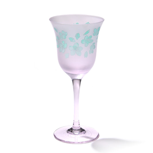 彫刻　夢柄子　桜紋　ワイングラス