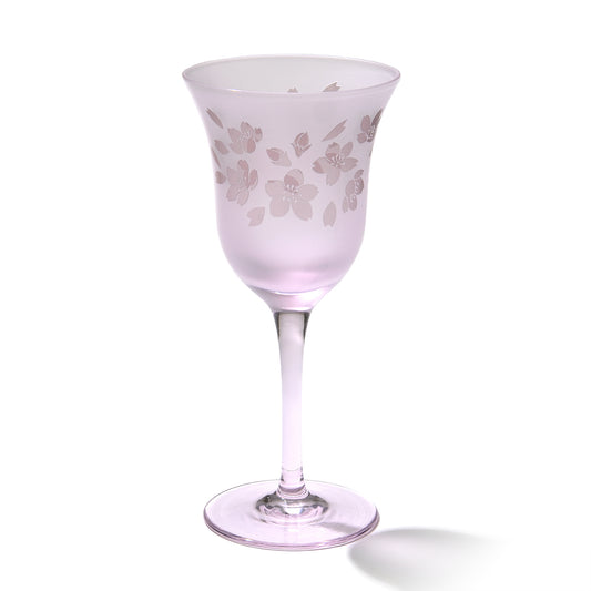 彫刻　夢柄子　桜紋　ワイングラス