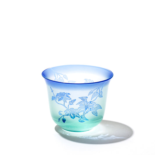 彫刻　夢柄子　鉄線紋　冷茶椀