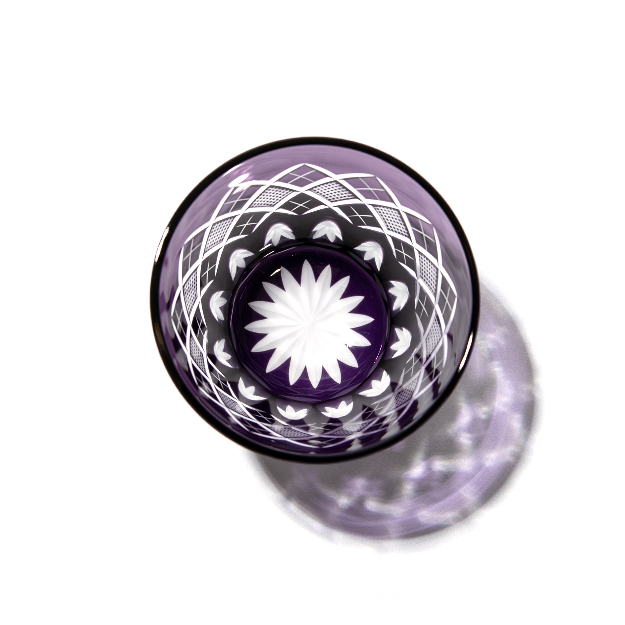 江戸切子　矢来魚子紋　天開オールドグラス　江戸紫