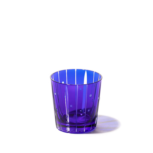 江戸切子　立菱縞紋　冷酒杯　ルリ