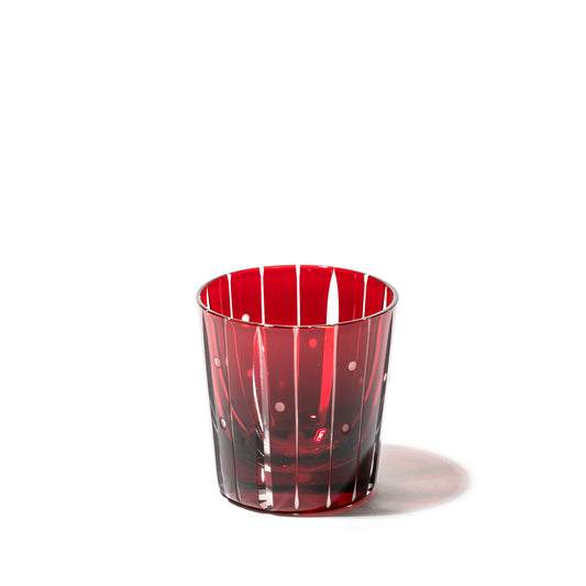 江戸切子　立菱縞紋　冷酒杯　赤